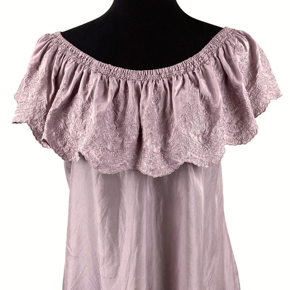 Soft Surroundings 100% Silk Embroidered Blouse Size M Lavender Pink